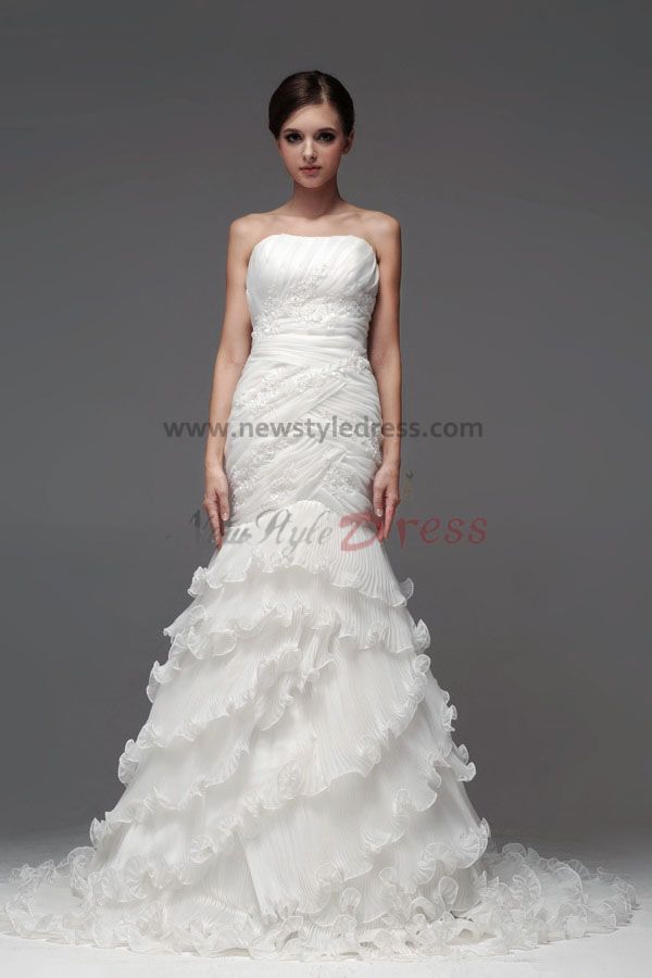 Home  2015 New Style Mermaid Ruffles Tiered Wedding Dresses nw-0114