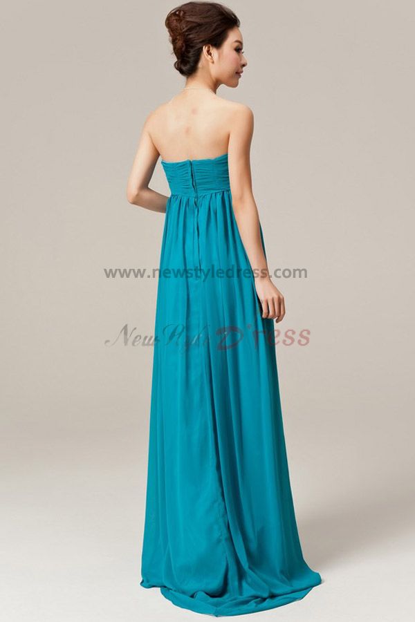 Home  Blue Chiffon Strapless Empire prom dress under 100 np-0135