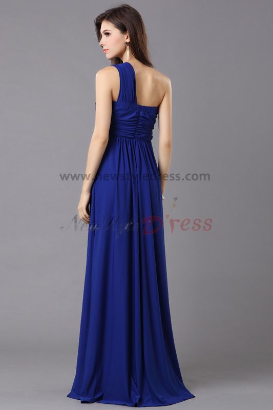 Royal Blue Oblique band Chiffon Chest With beading under 100 prom ...