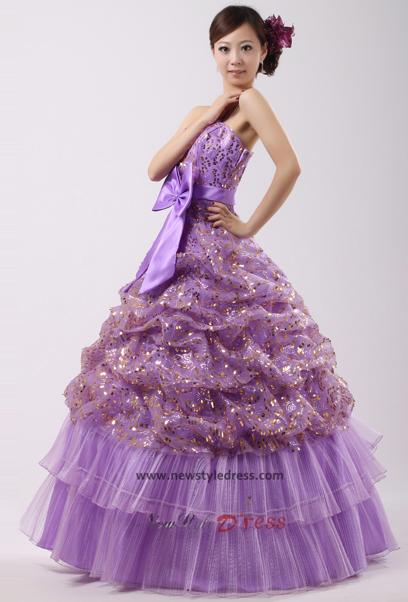 ... Length Tiered Ruched Sequins Quinceanera Dresses Waist With bow nq-016