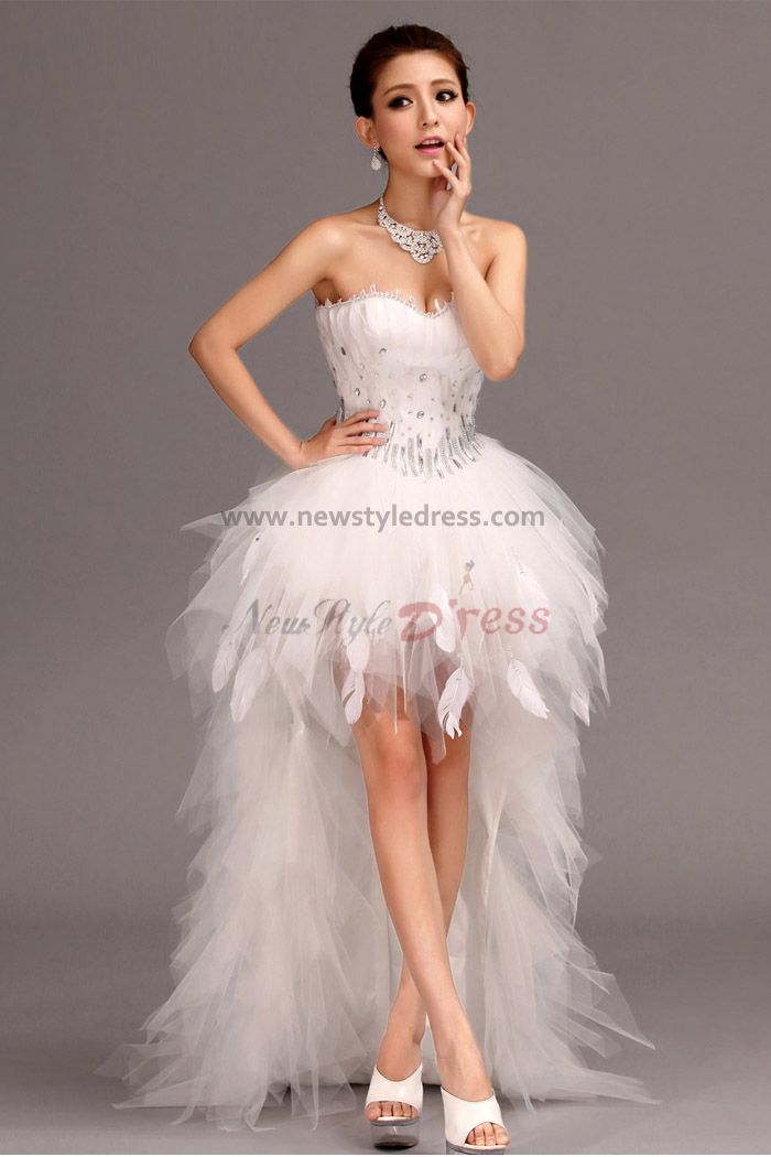 Feathers Front Short Long Tiered hot sale Cocktail Dresses nm-0164