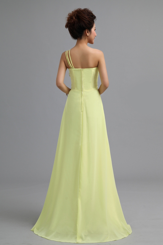 Home  One Shoulder Chiffon Prom Dresses Yellow Under 100 nm-0171