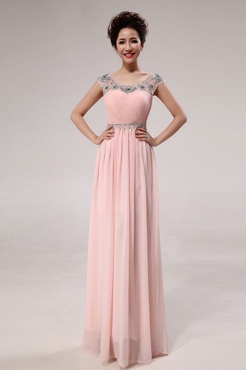 Home  Jewel Short Sleeves long Prom Dresses Pink Red wholesale nm ...