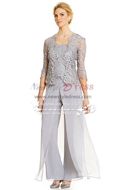 Silver of the Bride Pant Suits, Gray Mother's Pant Suits, Silver