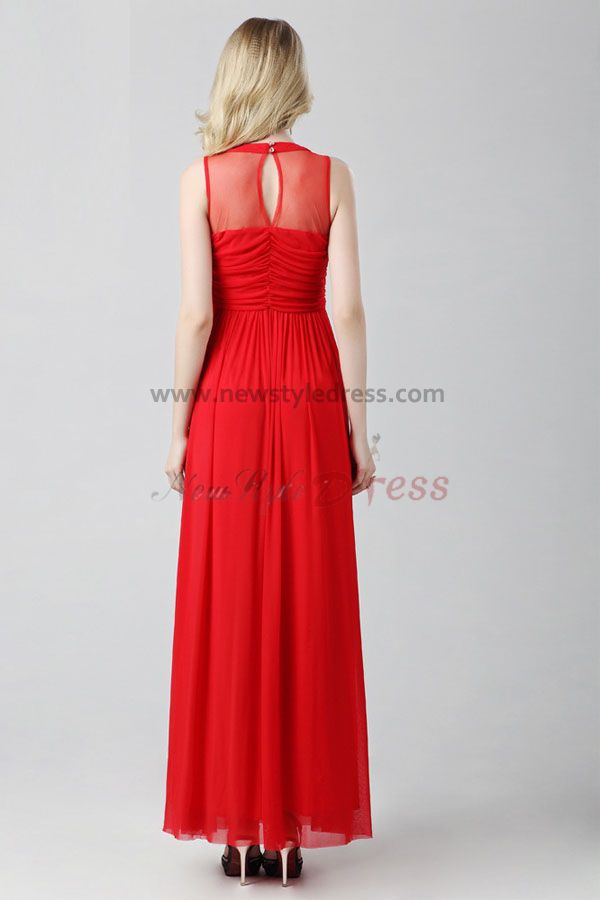  red Chiffon Jewel Ankle-Length Draped under 100 Cheap prom dress ...