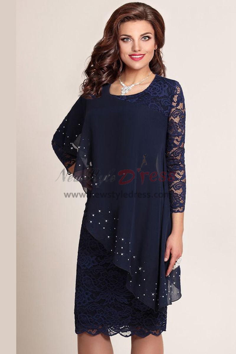2019 Fashion Elegant Plus Size Dark Navy Lace Mother Of The Bride ...