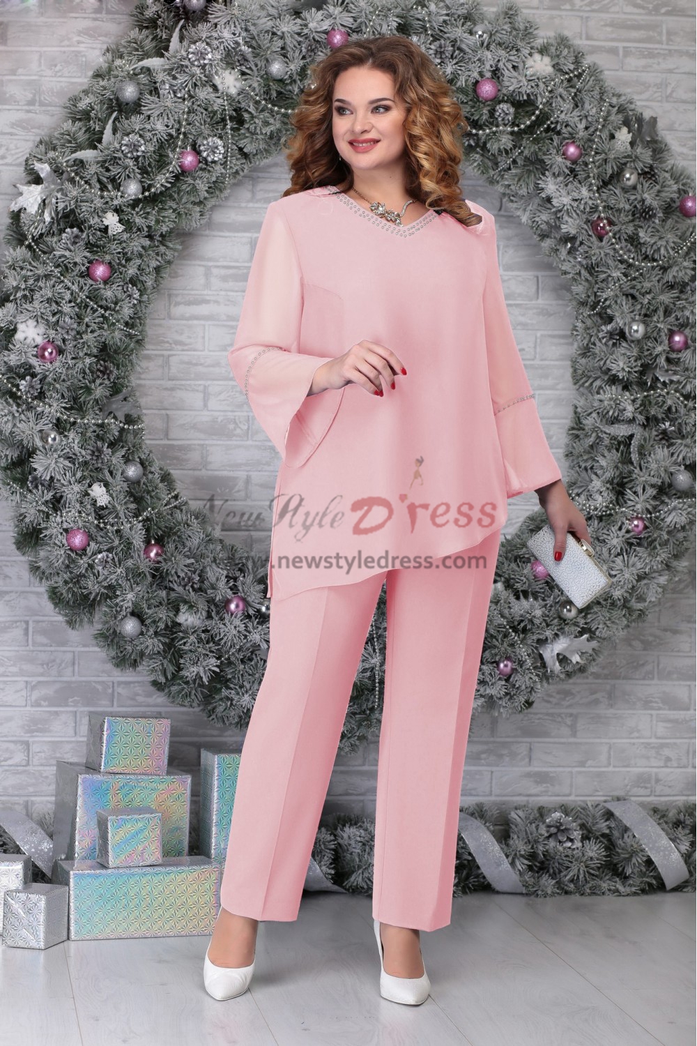 New Arrival 2PC Sky Blue Chiffon Pant suits For Mother of the Bride ...