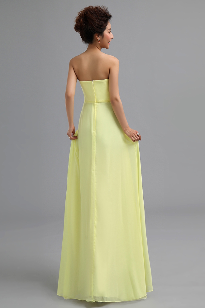 Sweetheart Yellow Chiffon Under 100 Prom Dresses Waist With Glass Drill ...