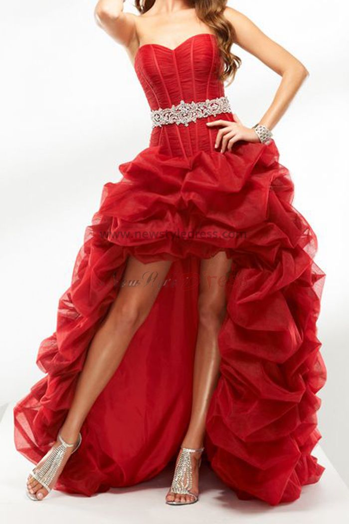 Pearl Pink or red Sweetheart Ruched Front Short Long Back Homecoming Dresses np-0174