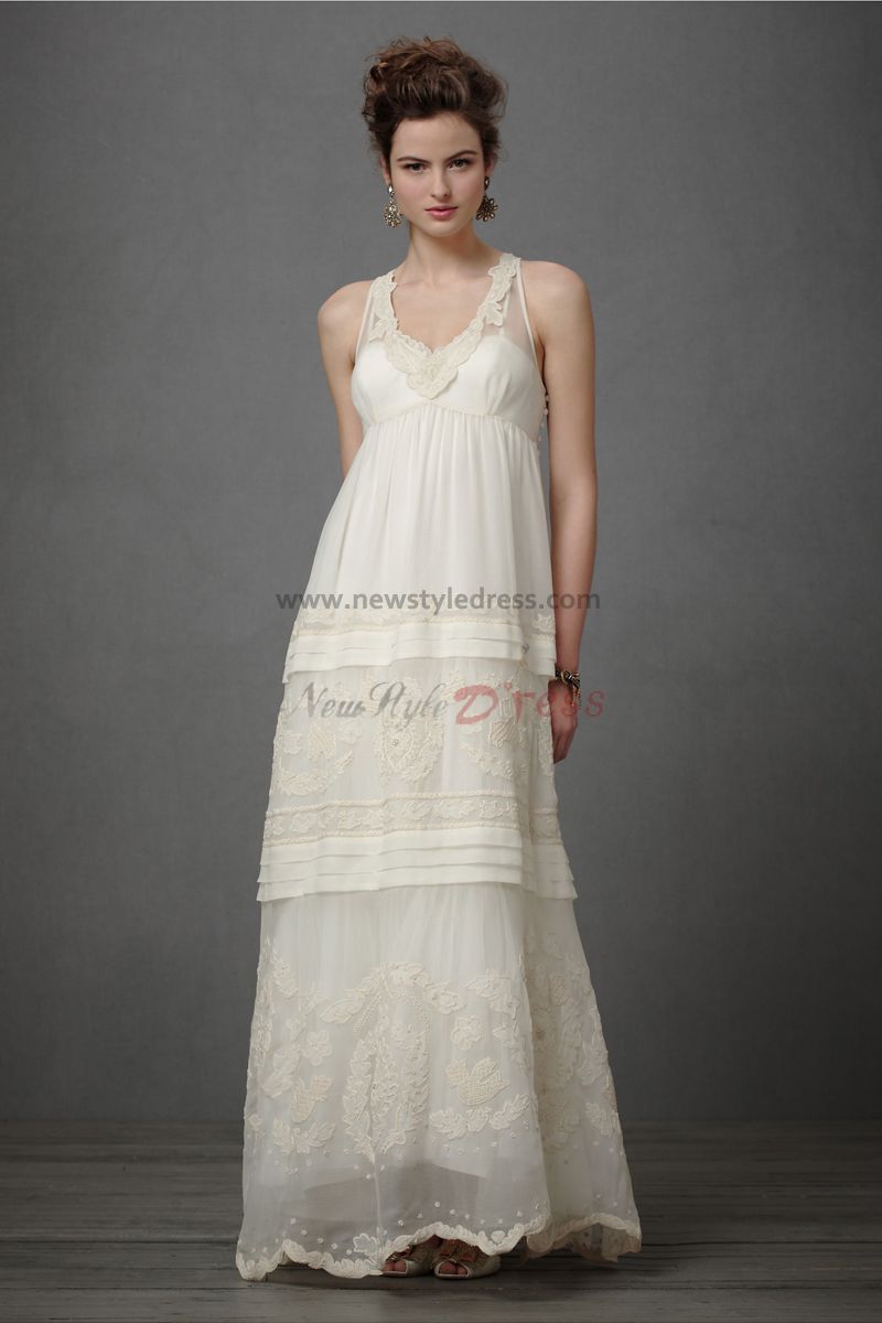Vintage Bohemian Attractive Informal Embroidered Beading wedding gowns ...