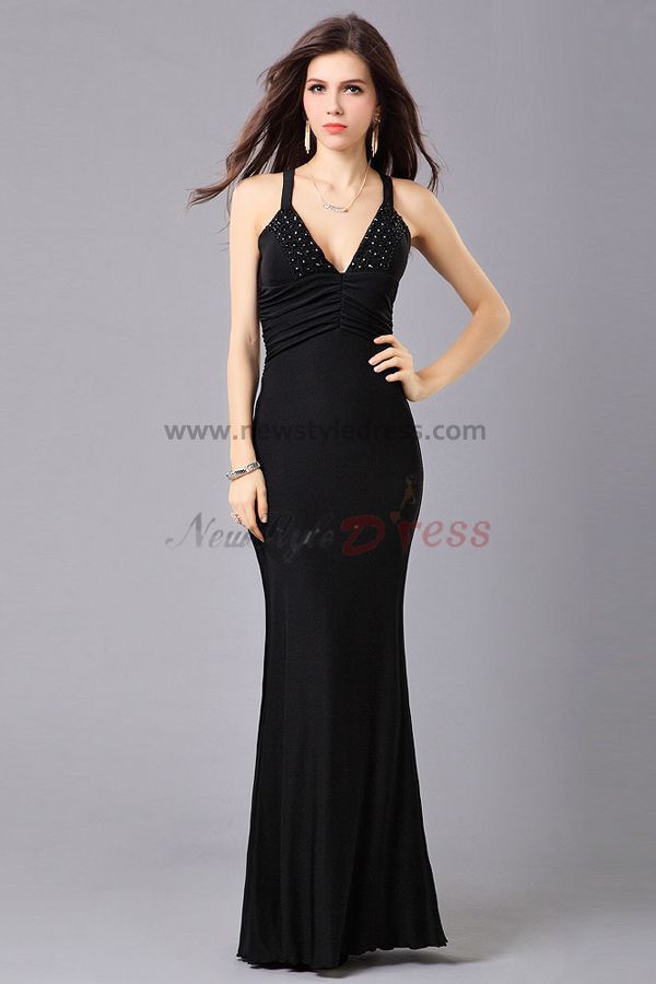 red Deep V-Neck Sexy Tank Chest With beading 5 stars praise prom ...