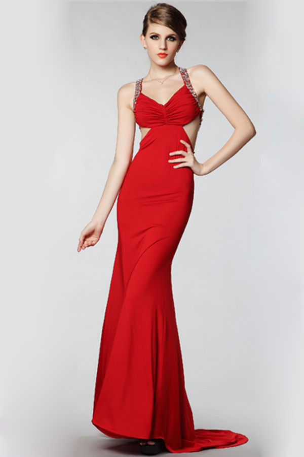 Criss-Cross Straps Sexy Tight Satin Royal Blue/red Evening Dresses np-0291