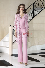 Pink 3 Piece Trouser Sets, Women's Pant Suits for Wedding Guest, Vestidos De Invitado De Boda nmo-899-1