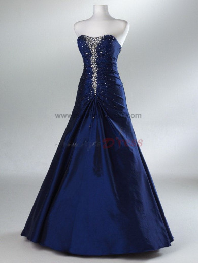 Floor-Length A-Line Taffeta Glamorous Purple and Navy Chest with beading Evening dresses np-0089