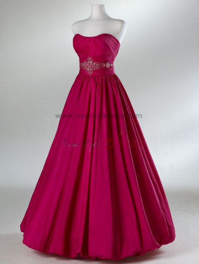 Strapless A-Line Satin Silver or red Floor-Length waist with beading Simple Evening Dresses np-0075