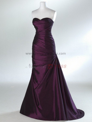 Sweetheart A-Line Silver and Fuchsia Draped 2014 new style Brush Train Evening dresses np-0087