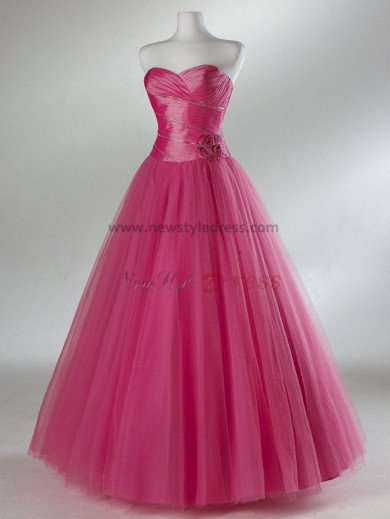 Tulle Sweetheart Princess A-Line Informal red Waist with a bow Ankle-Length Quinceanera Dresses np-0097