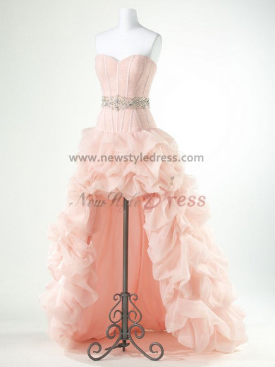 Pearl Pink or red Sweetheart Ruched Front Short Long Back Homecoming Dresses np-0174 
