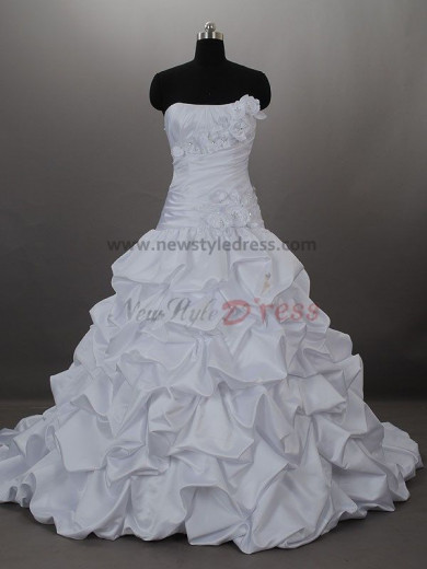 Sweep Ruched Lace Draped Gorgeous Strapless Satin Lace Up Wedding dresses nw-0027 