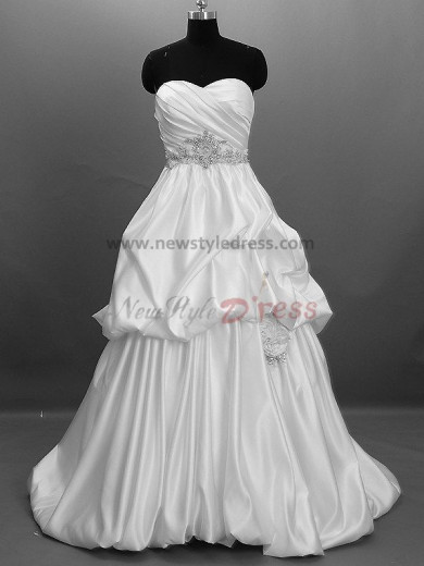 Zipper-Up Satin Off the Shoulder Informal Natural Tiered Sequined Floor-Length wedding dresses Tiered nw-0007