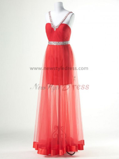 red or Blue Sweetheart Surface layer tulle Gorgeous Chest With beading Prom Dresses np-0159