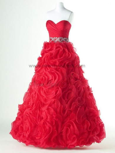 red or black a-line Ruffles Flower Sweetheart Elegant prom dresses np-0178 