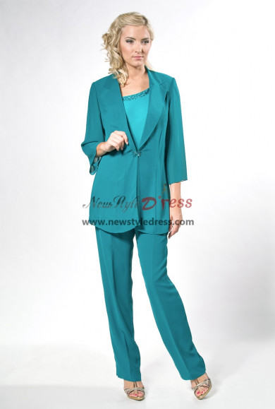 2022 Green Mother of the Bride Pant Suits Women Outfit for Wedding Guest nmo-937