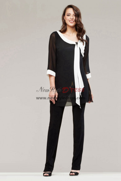 2022 Two Piece Mother of the Bride Pant Suits Black Women Outfit nmo-965