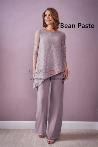 Asymmetry Mother of the Bride Outfits, Bean Paste Lace Discount Mother of the Bride Pant Suits mos-0004-1