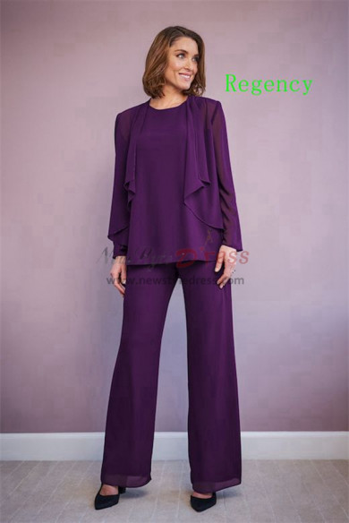 Regency Chiffon Mother of The Bride Garments,3 Piece Mother of the Bride Pant Suits mos-0002-6