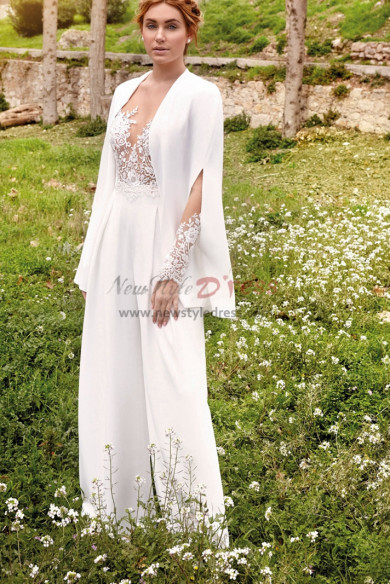 2022 Lace lovely Split Sleeve Wedding Guests Outfits Bride Jumpsuit wps-209