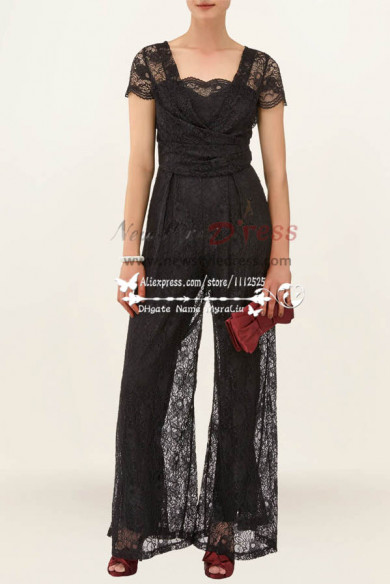 Modern sexy black Prom Jumpsuit dress with lace nmo-228