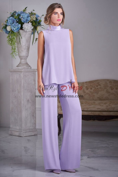 2 Piece Lavender Chiffon Women Outfit for Wedding Mother of the Bride Pant suits nmo-933
