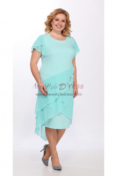 Jade Blue Chiffon Plus Size Dress,Vestidos de la madre de la novia,Vestido de talla grande nmo-811