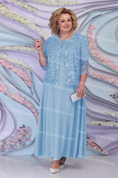 2021 Modern Sky Blue Mother Of The Bride Long Dresses, Plus Size Women