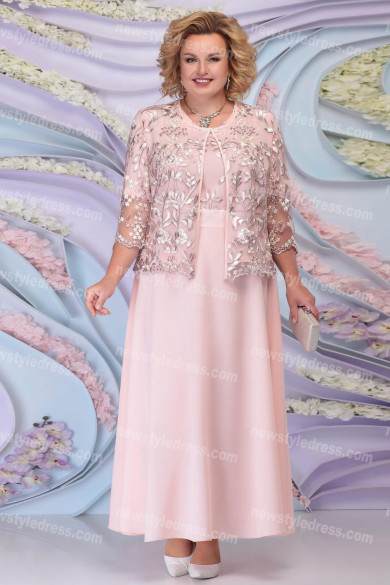 2022 Plus Size Mother Of The Bride Dresses With Jacket Pink Women