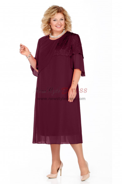 Burgundy Plus size dress for Mother,Vestido de talla grande,Kleider für die Brautmutter nmo-800-1