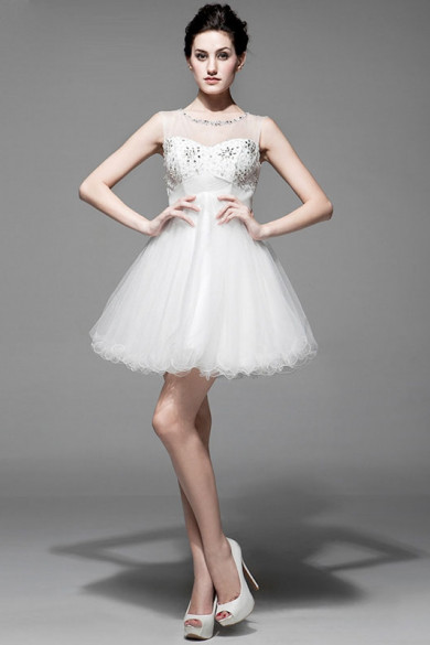 2019 New Style Short White Homecoming Dresses With Glass Drill nm-0166