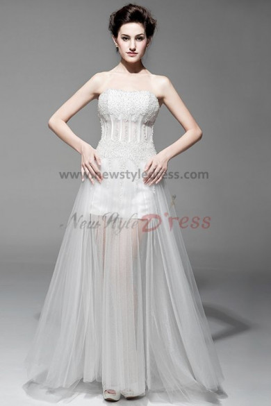 Sweetheart A-Line see-through Chest With beading under 200 Wedding Dresses nw-0100