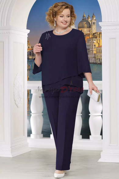 Plus size Comfortable Mother of the bride pant suits Elastic waist Trousers women