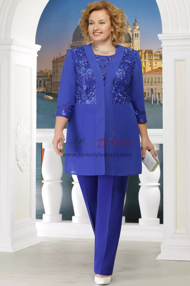 Red Plus size Mother of the bride pant suit Women 3PC Trousers outfits ...