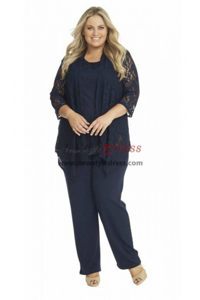 Plus Size Navy Lace Pant suits for GrandMother of the Bride Women Outfits nmo-1006-2