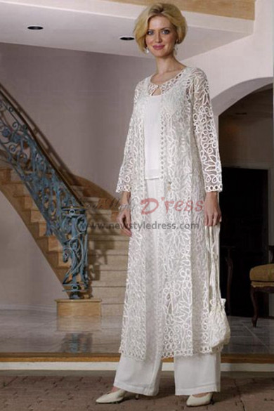Ivory Mother of the bride pant suits outfit nmo-519