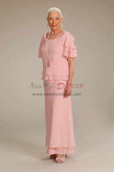 Pink Chiffon Grandmother of the Bride Dress Women