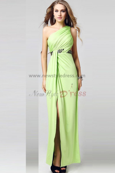 2014 New Style Light green Side slits Oblique band prom dresses np-0304