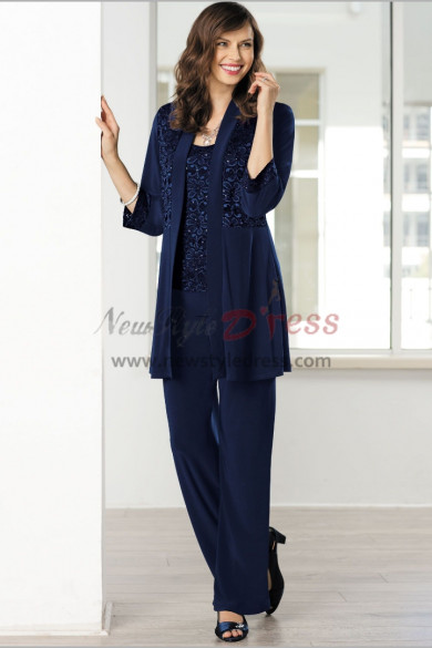 Fashion Dark Navy Mother of the bride pant suits Custom-made nmo-461