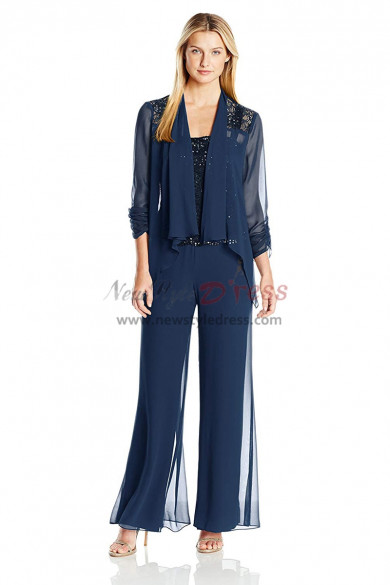 Fashion Spring Dark Navy Mother Of The Bride Pant Suits nmo-498