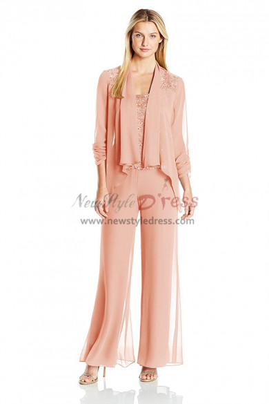 Fashion Spring Pink Mother Of The Bride Pant Suits nmo-495