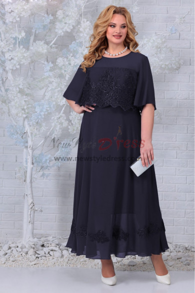 2022 Fashion Ankle-Length Mother of the Bride Dress, Dark Navy Women