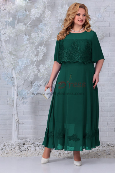 2022 Fashion Ankle-Length Mother of the Bride Dress, Green Half Sleeves Women